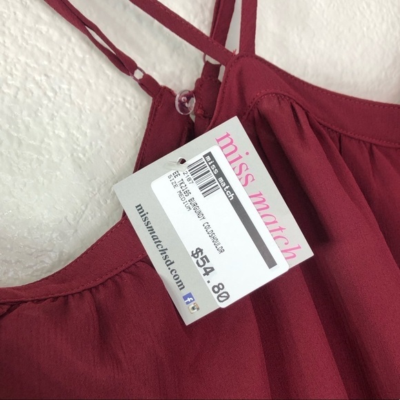 NWT Miss Match Burgundy Cold Shoulder Top - Picture 4 of 6